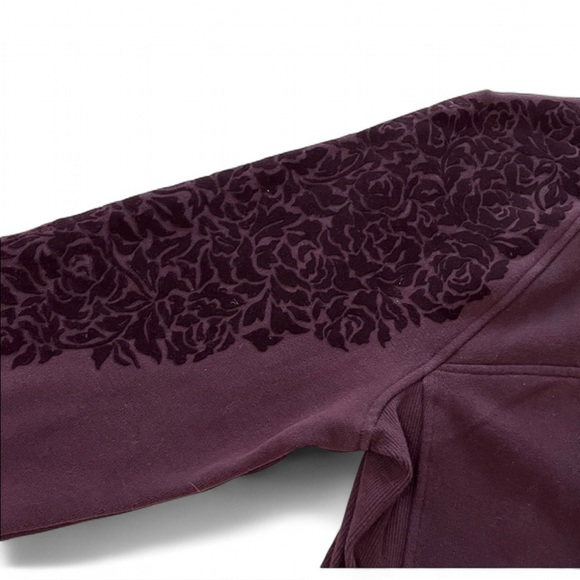 LULULEMON Floral Flock Pullover Black Cherry Purple Velvet Sz 8 - Picture 7 of 13